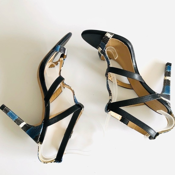 Zara Snakeprint Stiletto Heel Cage Sandals - Picture 7 of 16